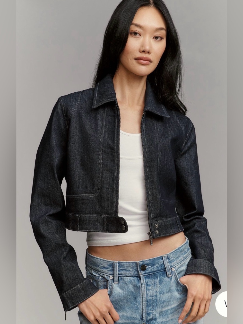 Rumi Shrunken Stretch Denim Moto Jacket by Pilcro